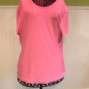 Under Armour athletic tee heat gear size xl pink